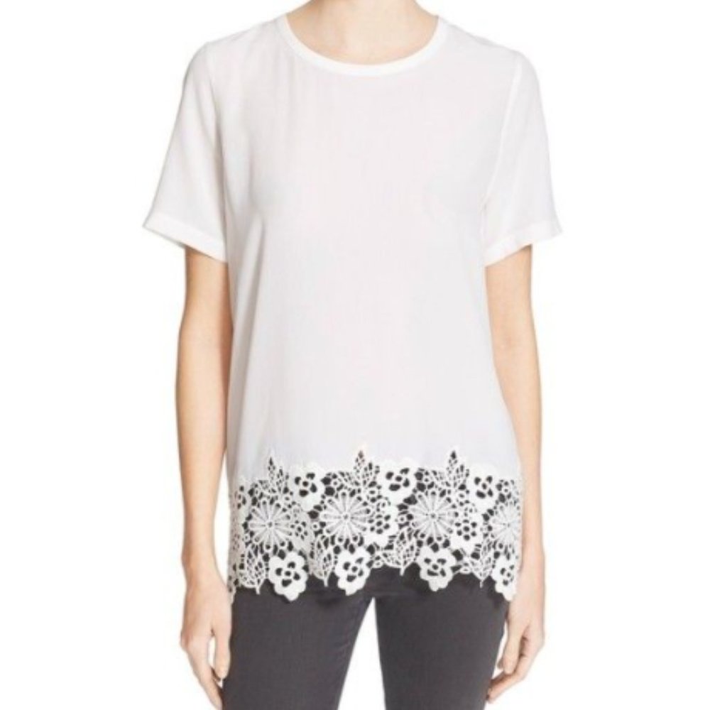 Equipment Crochet Lace Silk Tee